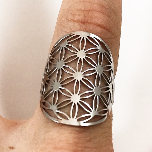 Sacred Geometry Stainless Steel Ring of Life - Picture 5 of 7